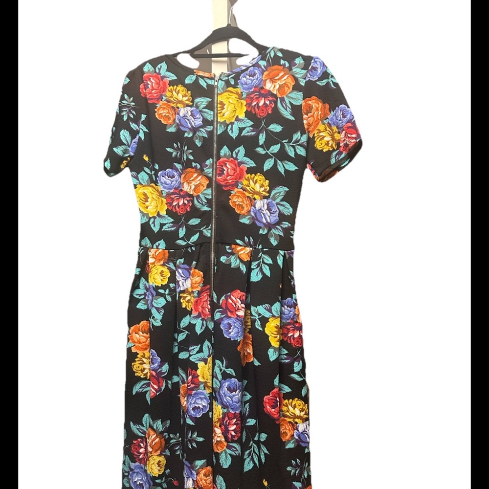 LuLaRoe Black Dress with Colorful Floral Design
